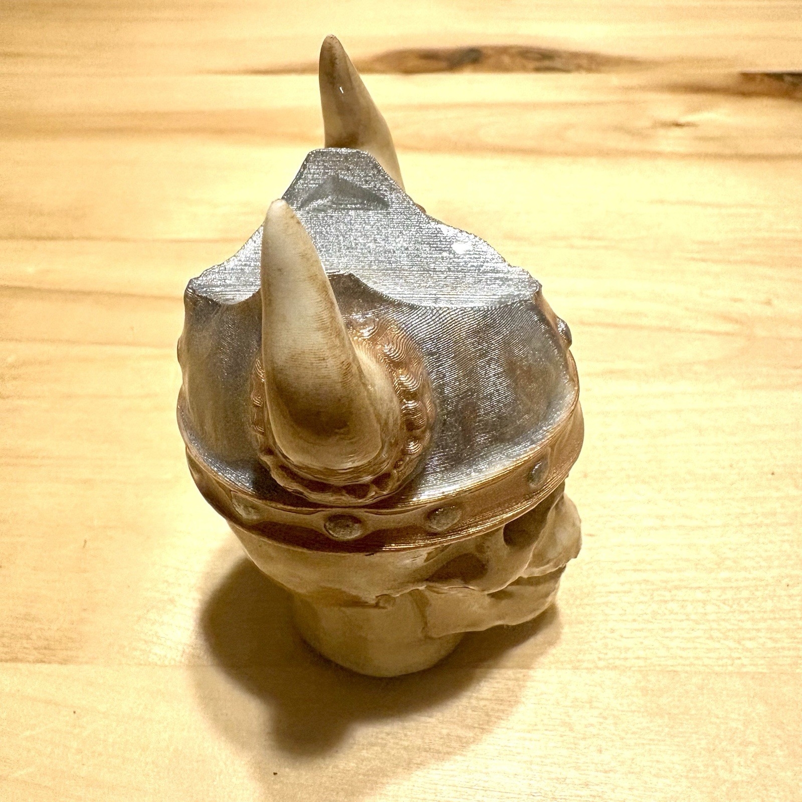 Cigar Rest Stand Holder Viking Skull With Helmet Hand Painted