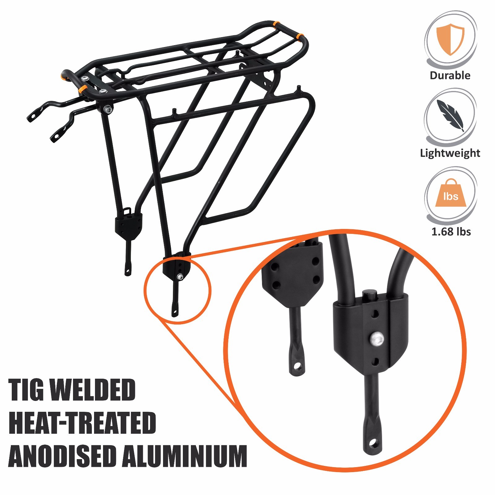 Ibera Bike Rear Touring Rack Non-Disc Brake Mount MTB Luggage Carrier 26"-29"