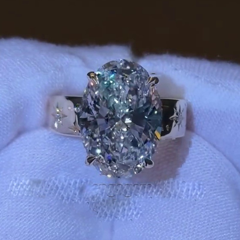 6.29Ct Oval Cut VVS1 Moissanite Solitaire Engagement Ring 14K Yellow Gold Plated