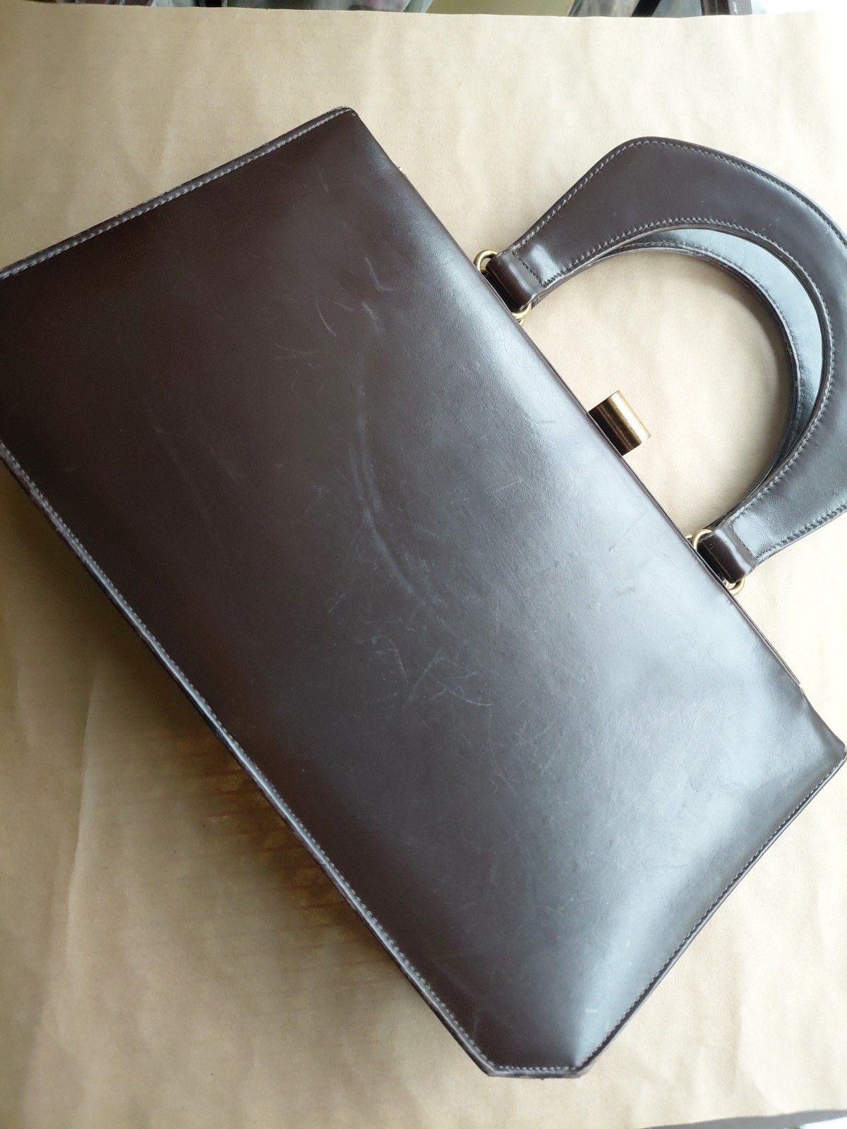 Vintage Susan Gail Handbag Dark Brown Accordion Style Purse Double Handles