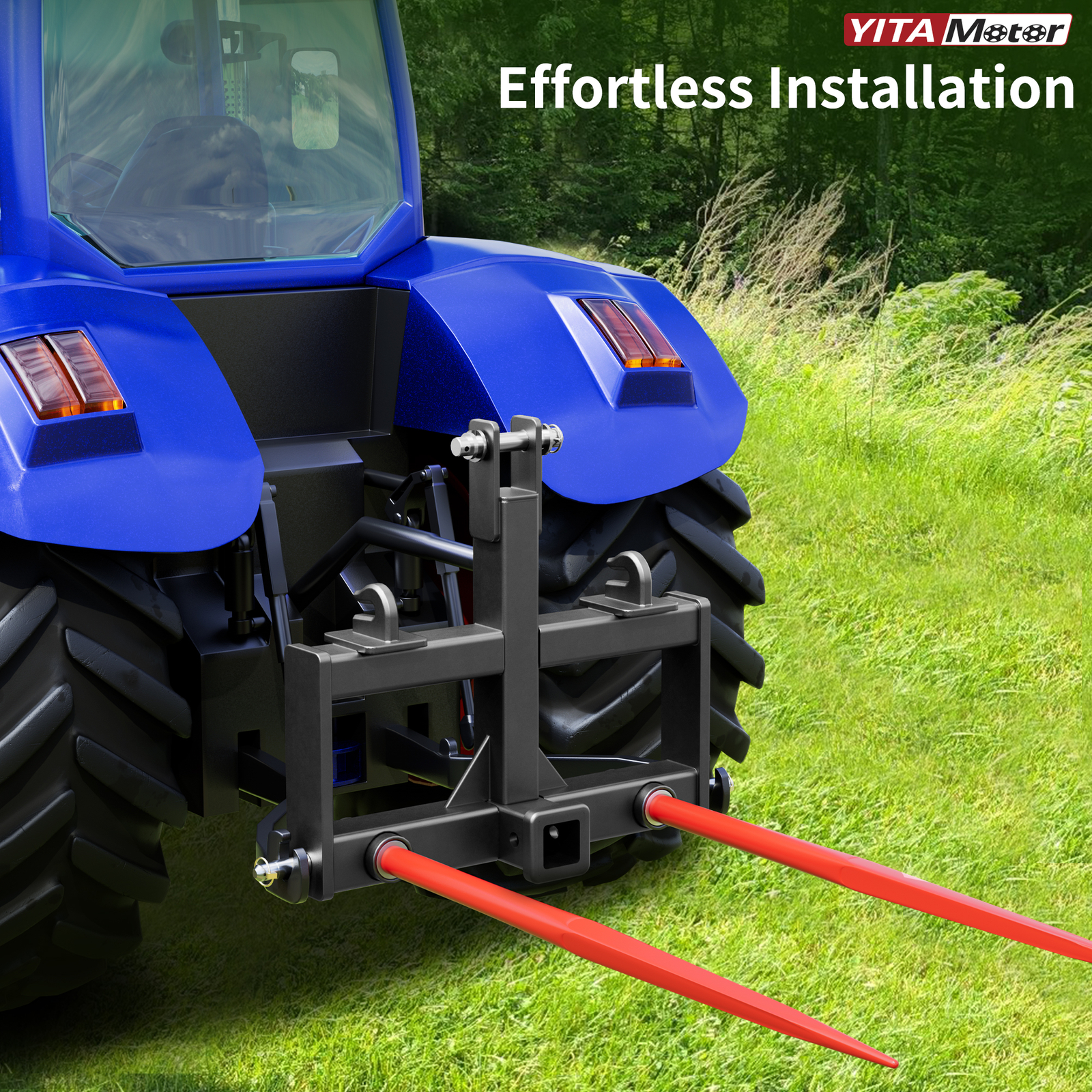 3 Point 2" Receiver Hitch Drawbar W/ 2 Hay Spear Holes for CAT 0 Tractor 3000lbs