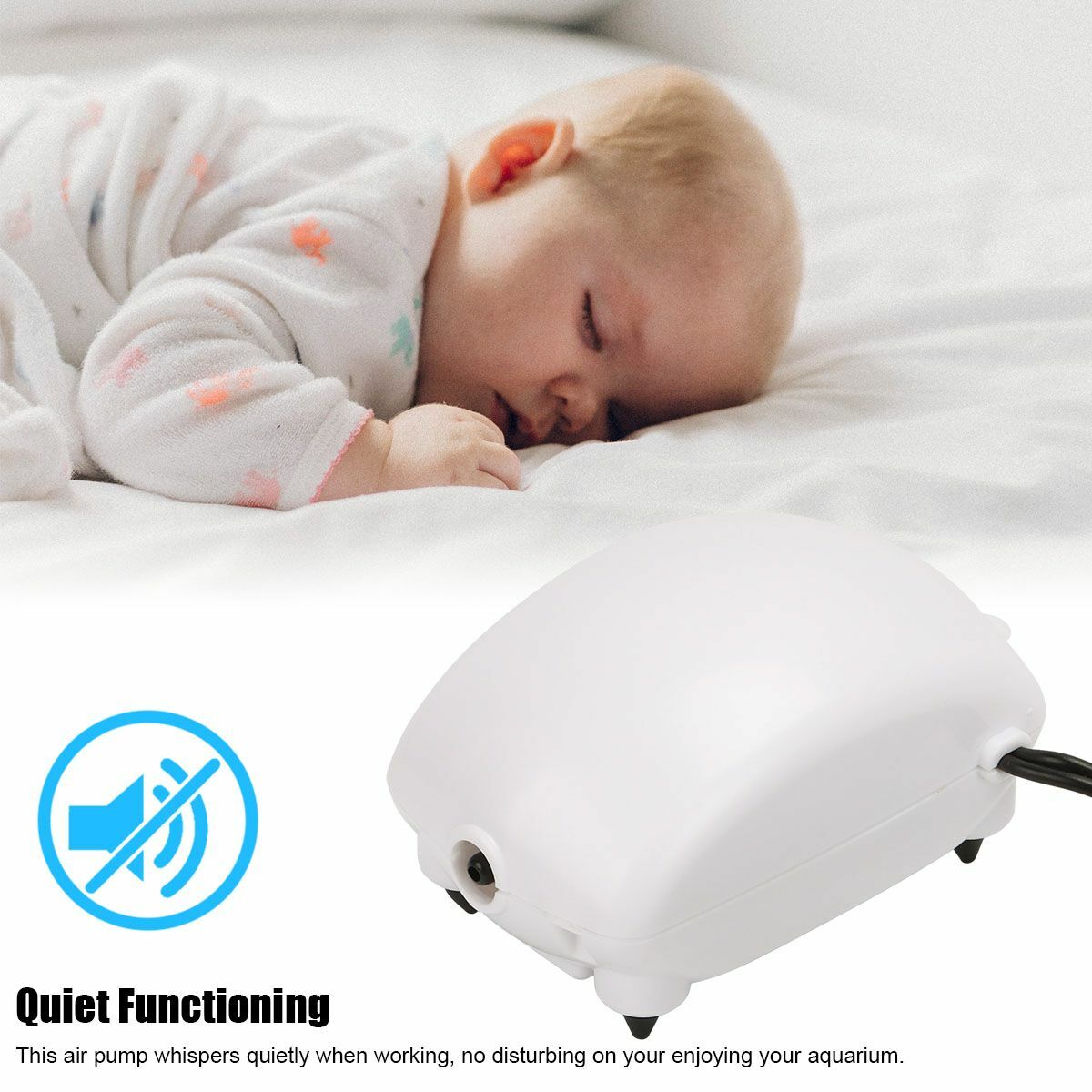 Mini Bubble Air Stone Aerator Fish Tank Silent Hydroponic Oxygen Pump Aquarium