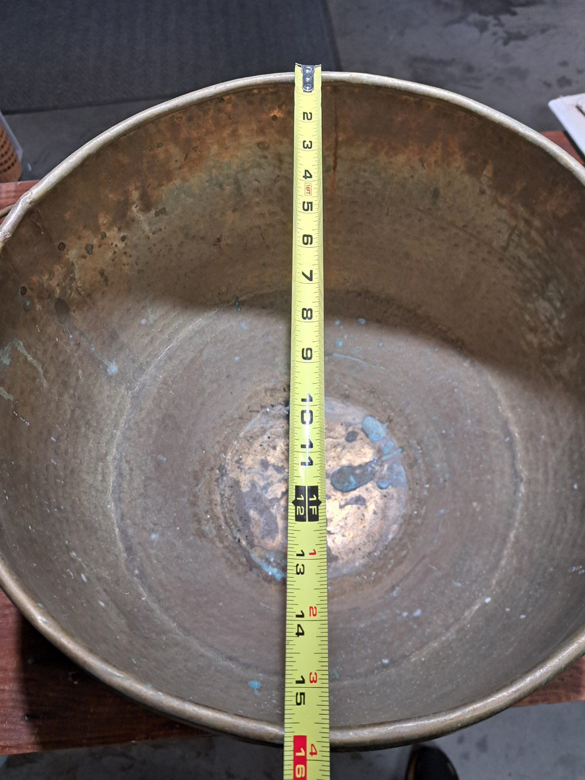 Large Hammered Brass Pot Vintage