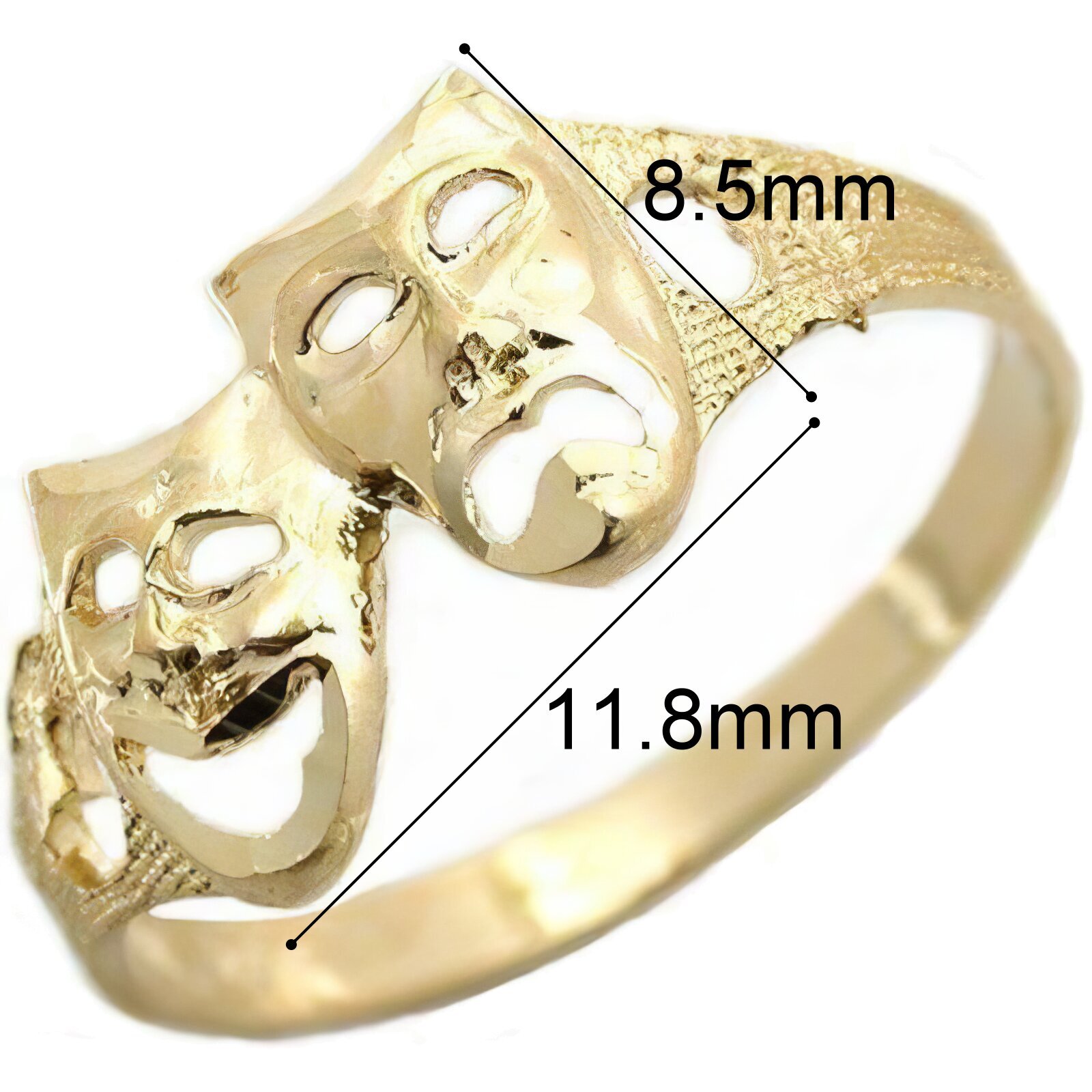 10K Gold Comedy & Tragedy Ring Drama Theatre Jewelry Size 9