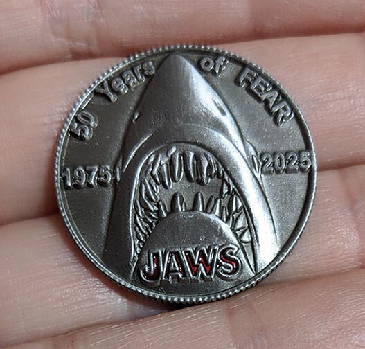 JAWS Coin 1975 2025 Anniversary Metal Coin shark Jaws Movie