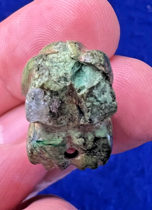 Pre Columbian Mayan Green Jade Frog Figure Effigy Jade Bead Pendant Antique