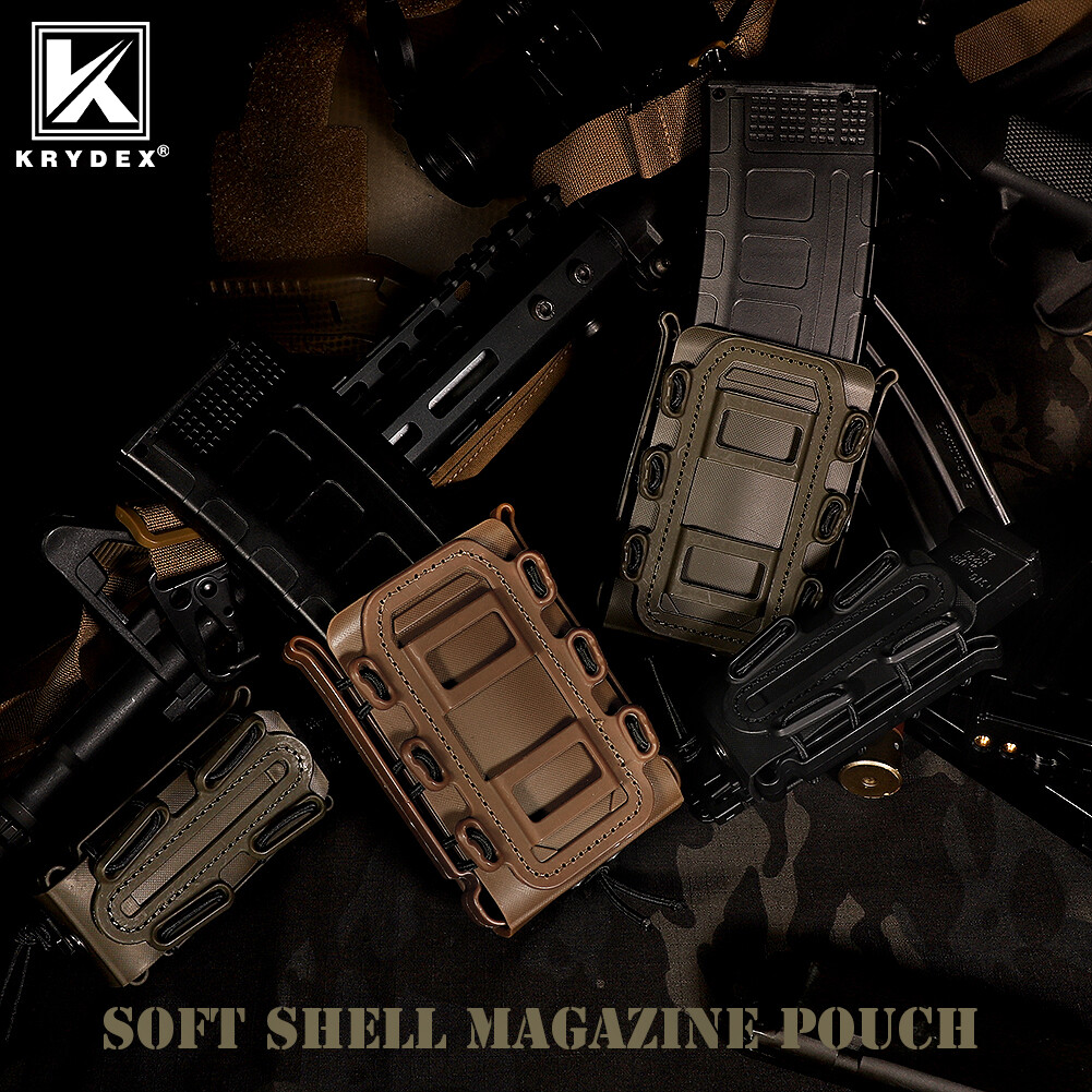 KRYDEX Soft Shell Mag Pouch Magazine Carrier with Clip for 5.56mm 7.62mm 9mm Mag
