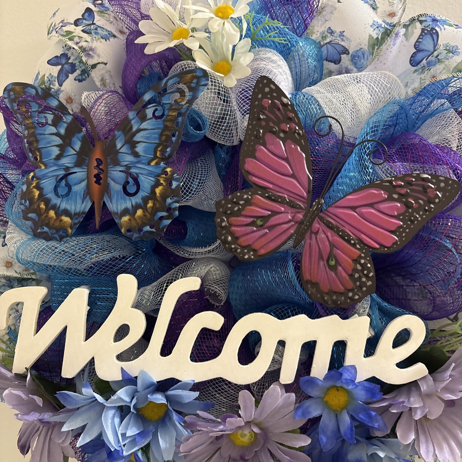 Butterfly Door Wreath New Handmade 17”