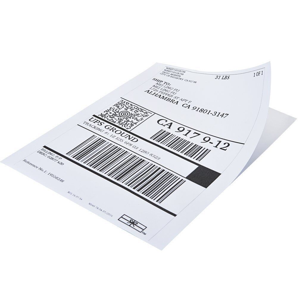 Full Sheet Sticker Paper for Laser & Ink Jet Printers 8.5" x 11" Shipping Labels