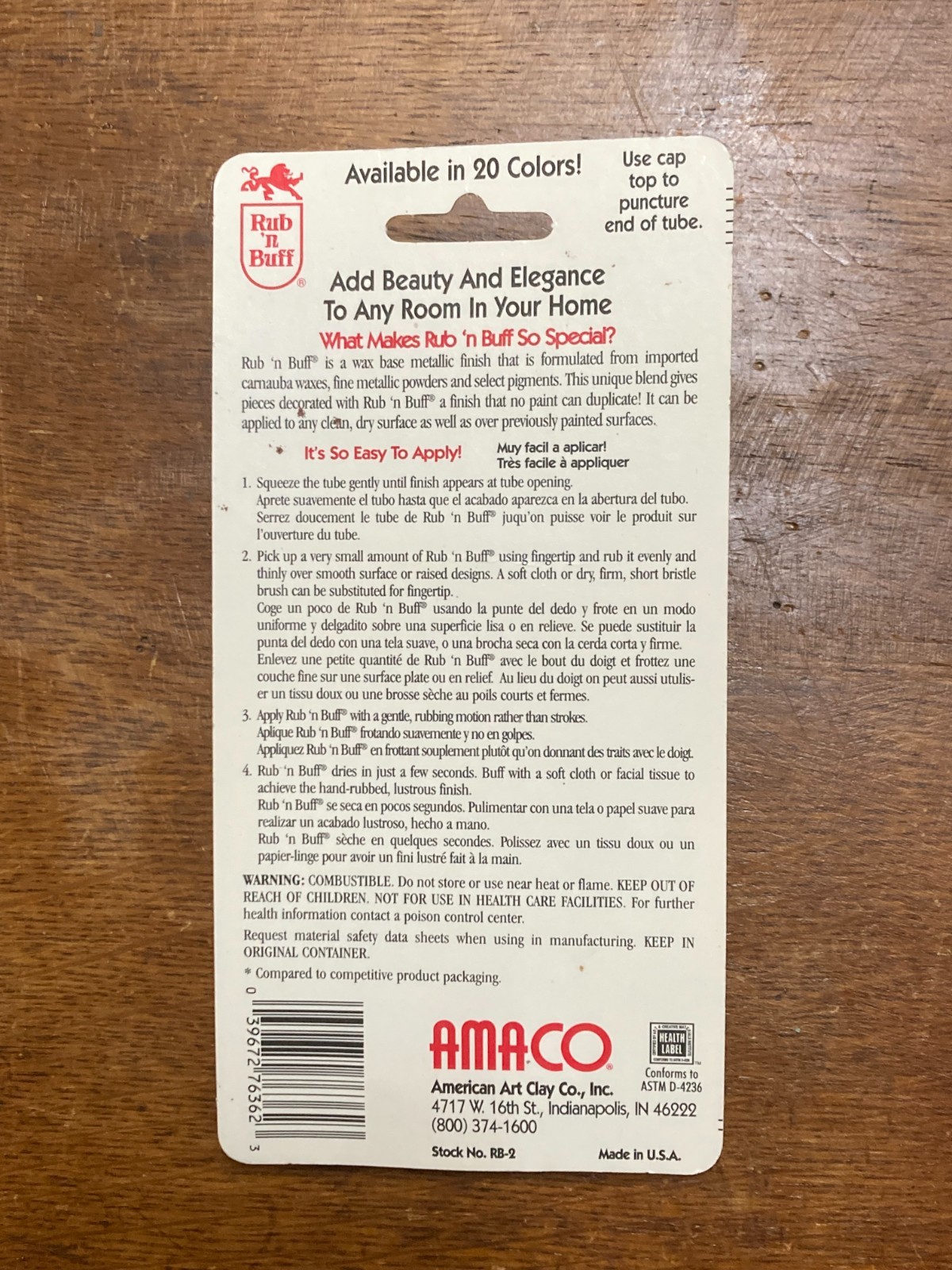 AMACO Rub ‘n Buff Metallic Wax – Gilding Finish for Furniture & Crafts – 15ml