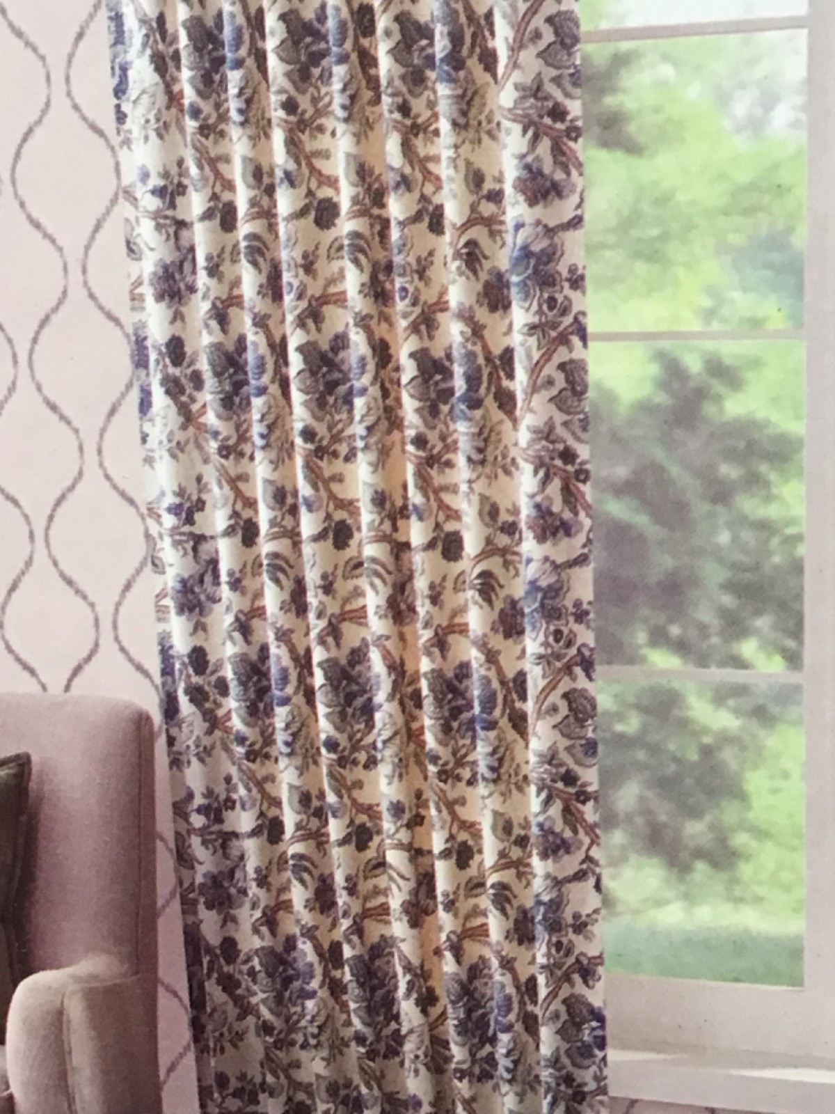 CURATED KRAVET window Panel Curtains 50 x 96 Jacobean Floral Garden 2 PC Set NEW