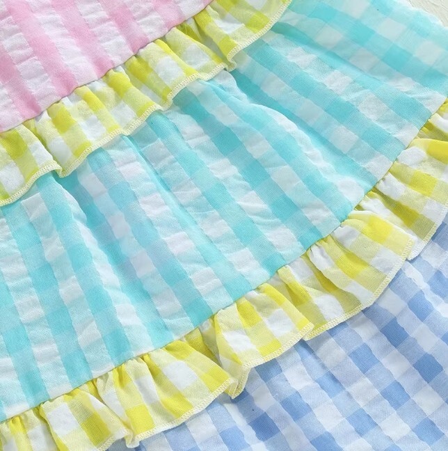 NEW Girls Plaid Seersucker Sleeveless Dress Easter