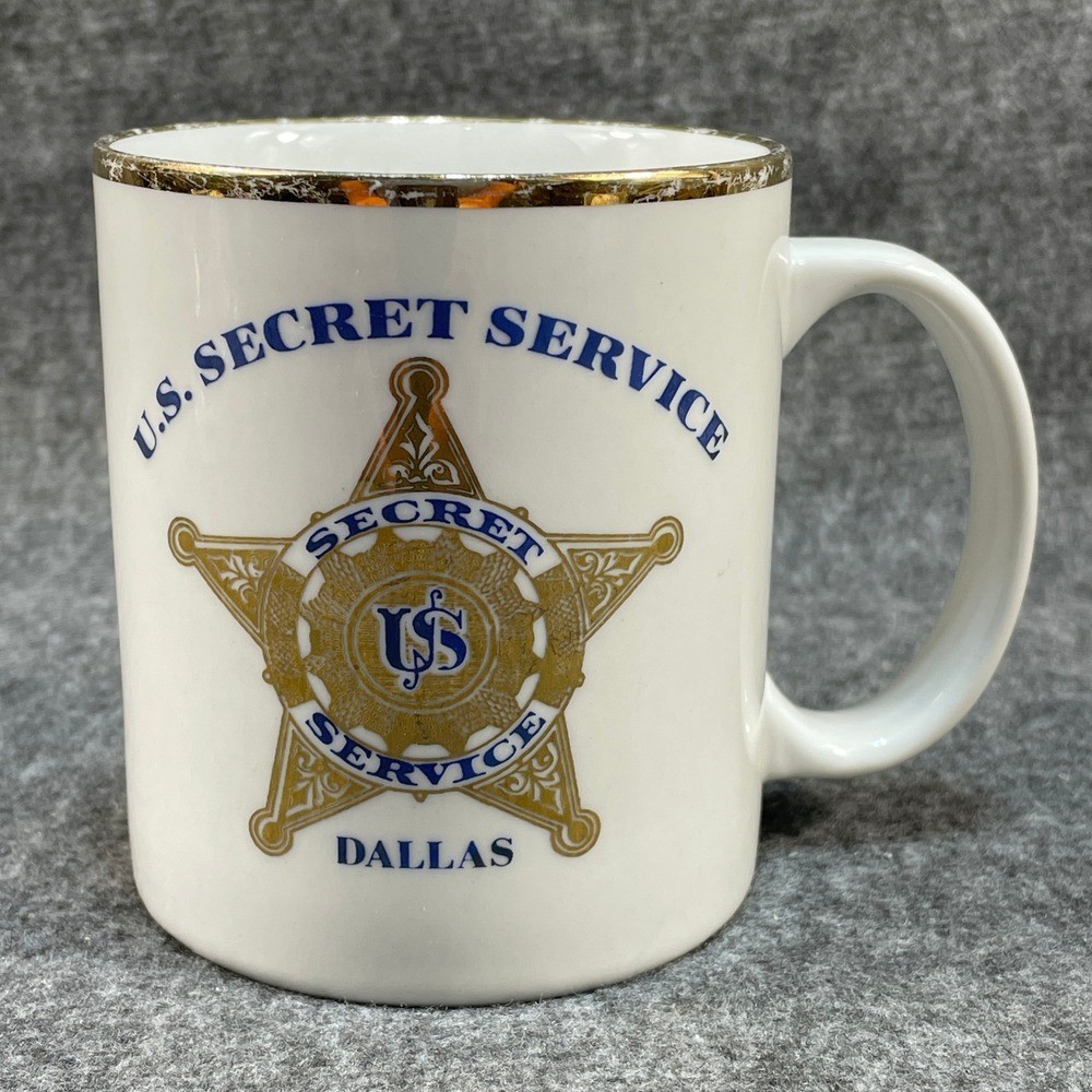 U.S. Secret Service Dallas Gold Trim Coffee Mug Collectible Souvenir