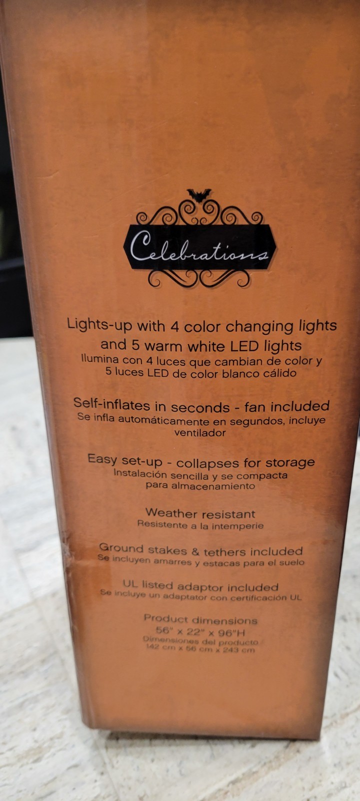 Celebrations Airblown Inflatable 8 Ft Lights Up Scary Ghost HALLOWEEN TRICK...