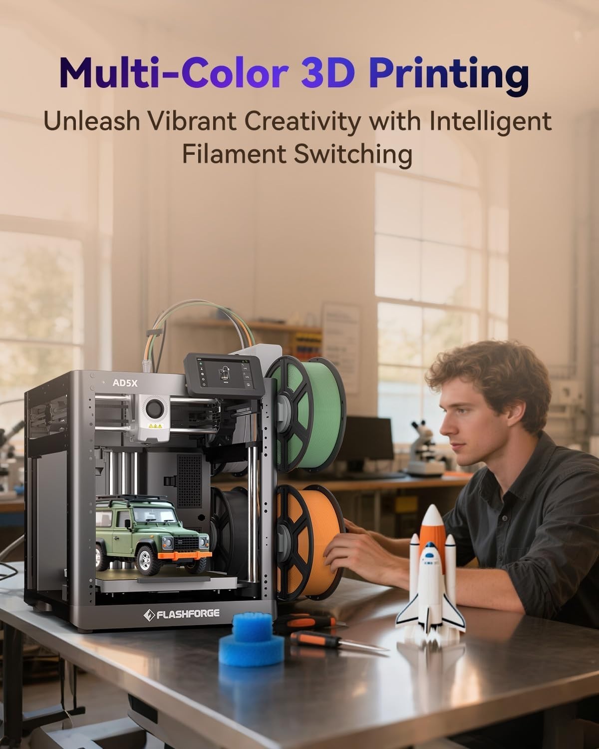 FLASHFORGE AD5X Multi-Color 3D Printer w/ IFS Max 600mm/s High Speed Printing US