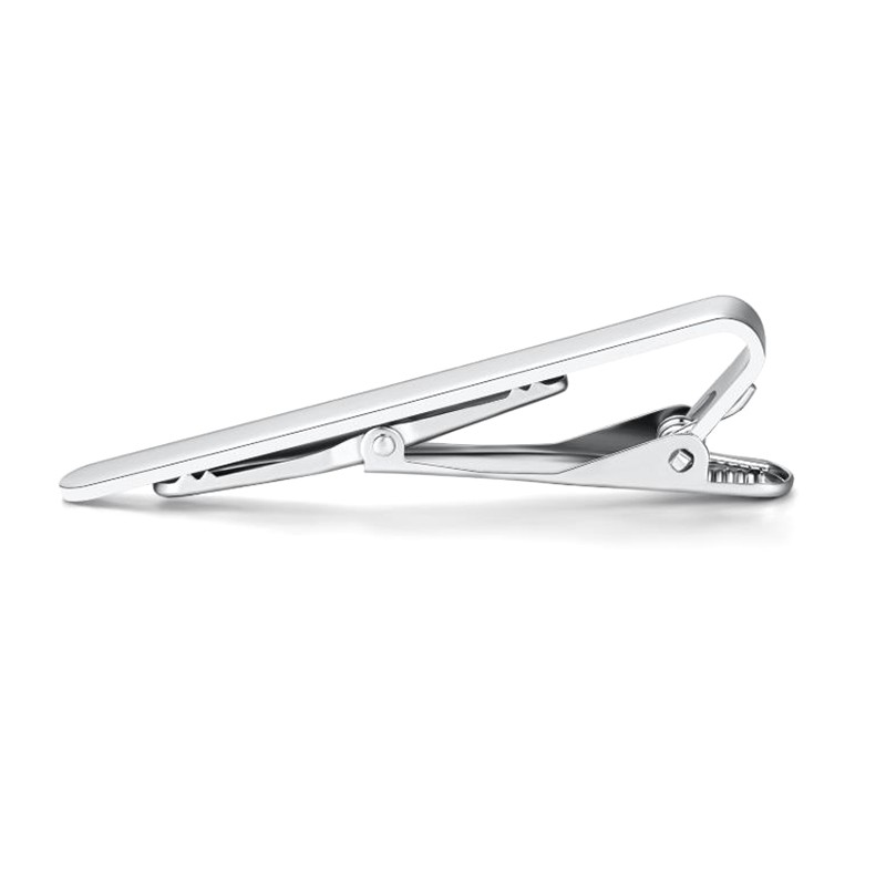 2.2" Inches Tie Clip Mens Silver Bar Necktie Silver Clasp Clamp Stainless Steel