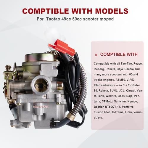 GY6 50cc Carburetor for Tao tao 50cc 49cc ATM50 Carburetor with accessories