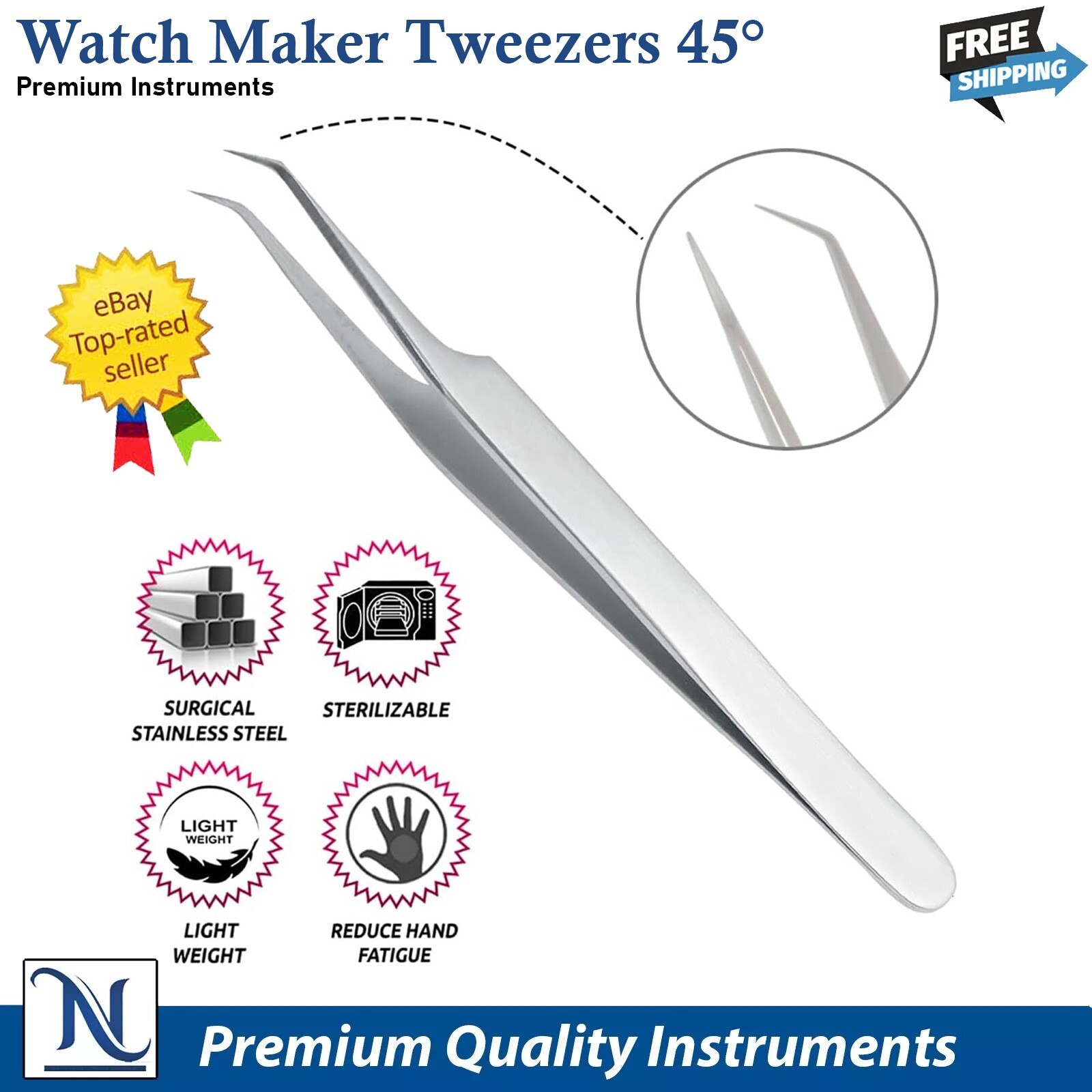 Professional Watchmaker Repair Tweezers Antistatic Tweezers Thumb Forceps 5pcs