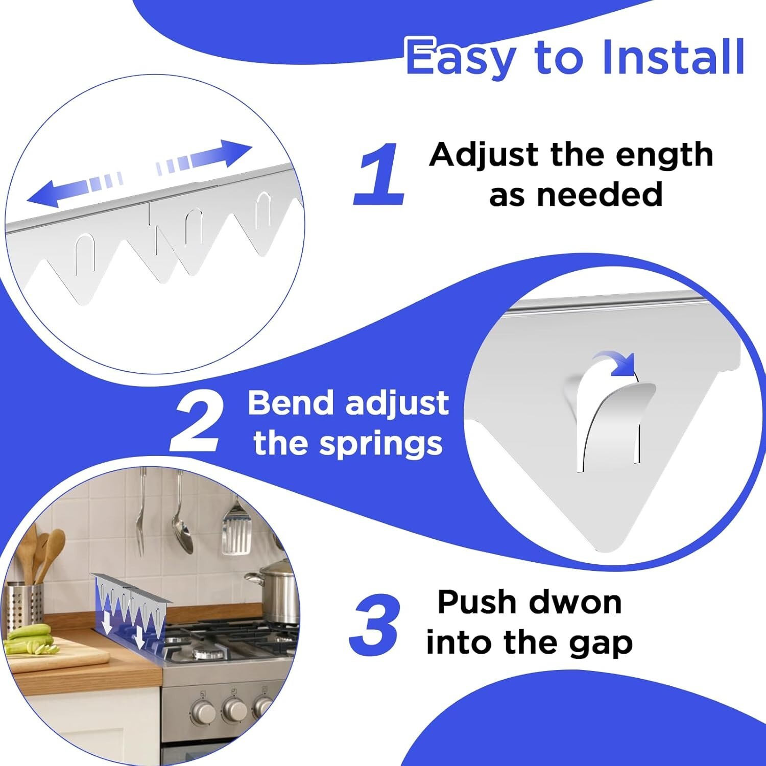 Stove Gap Covers Stainless Steel 2 Packs, 13.8"-27.5" Retractable Range Gap Cove