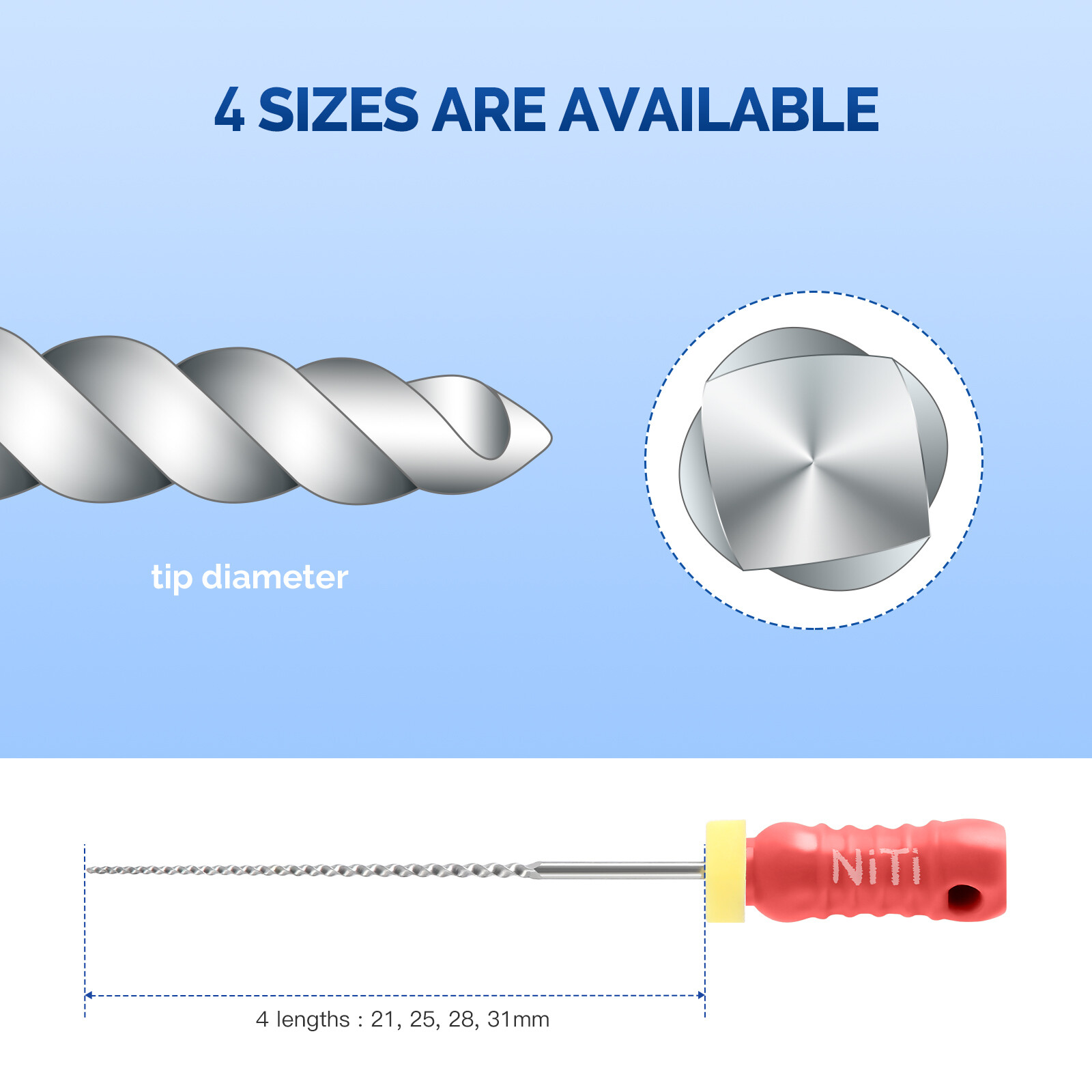 JMU Dental Endodontic Endo K Files NiTi Hand Use Root Canal Files 21/25/28/31mm