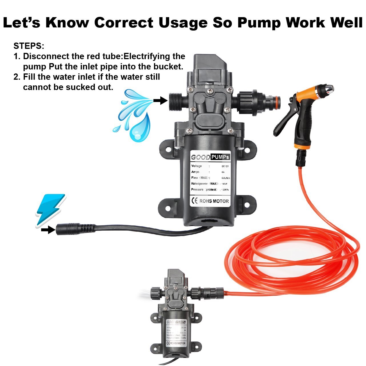 12V 160PSI Washdown Wash Pump Kit Electric DIY Car Washer Cleaner Sprayer Tool