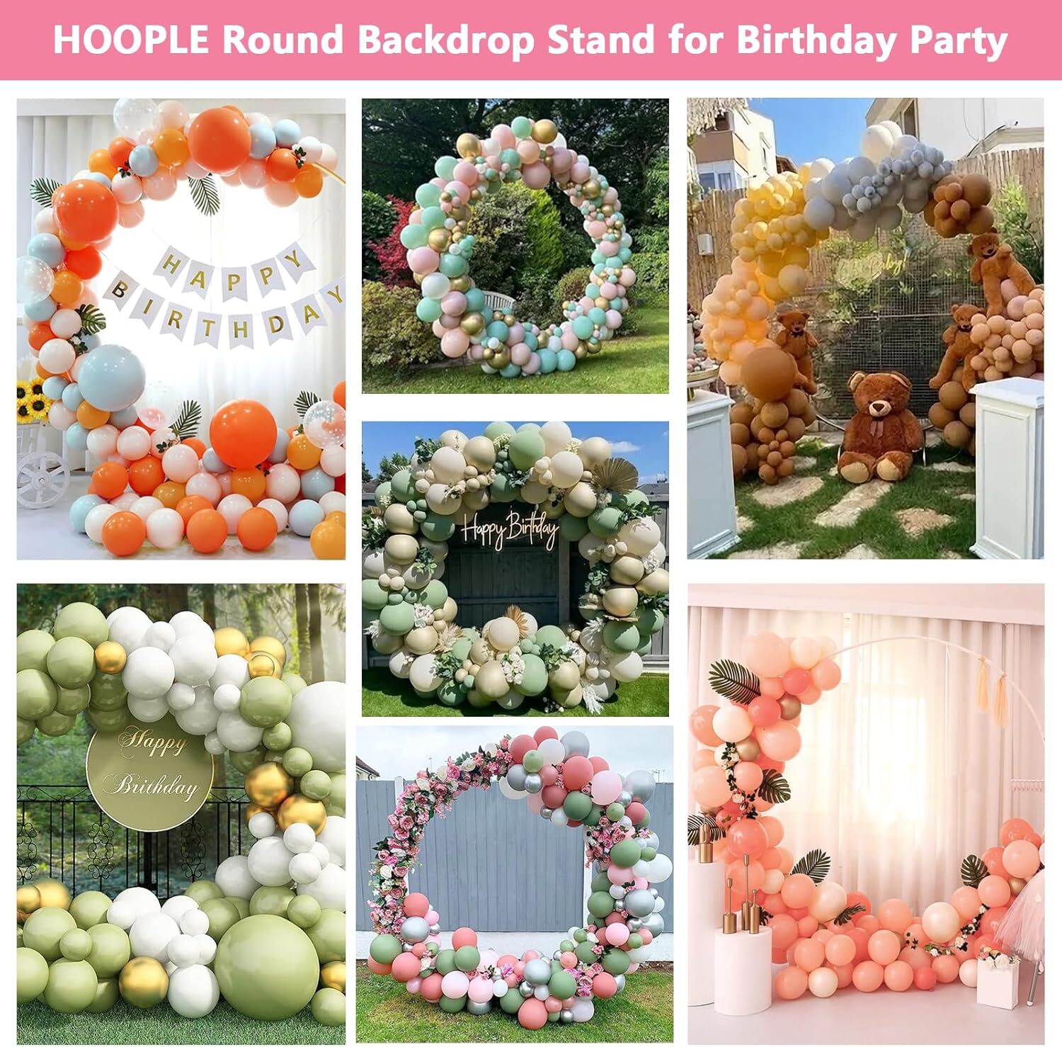 Round Backdrop Stand 6.6 FT - Gold Circle Balloon Arch Frame, Wedding Arch Frame