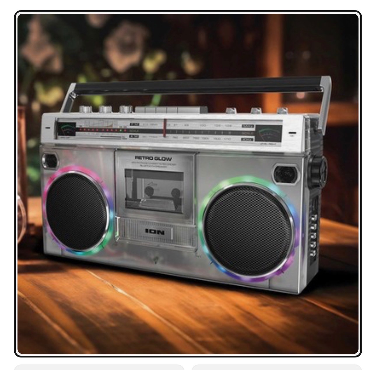 ION Audio Retro Modern Glow Boombox with Cassette Player