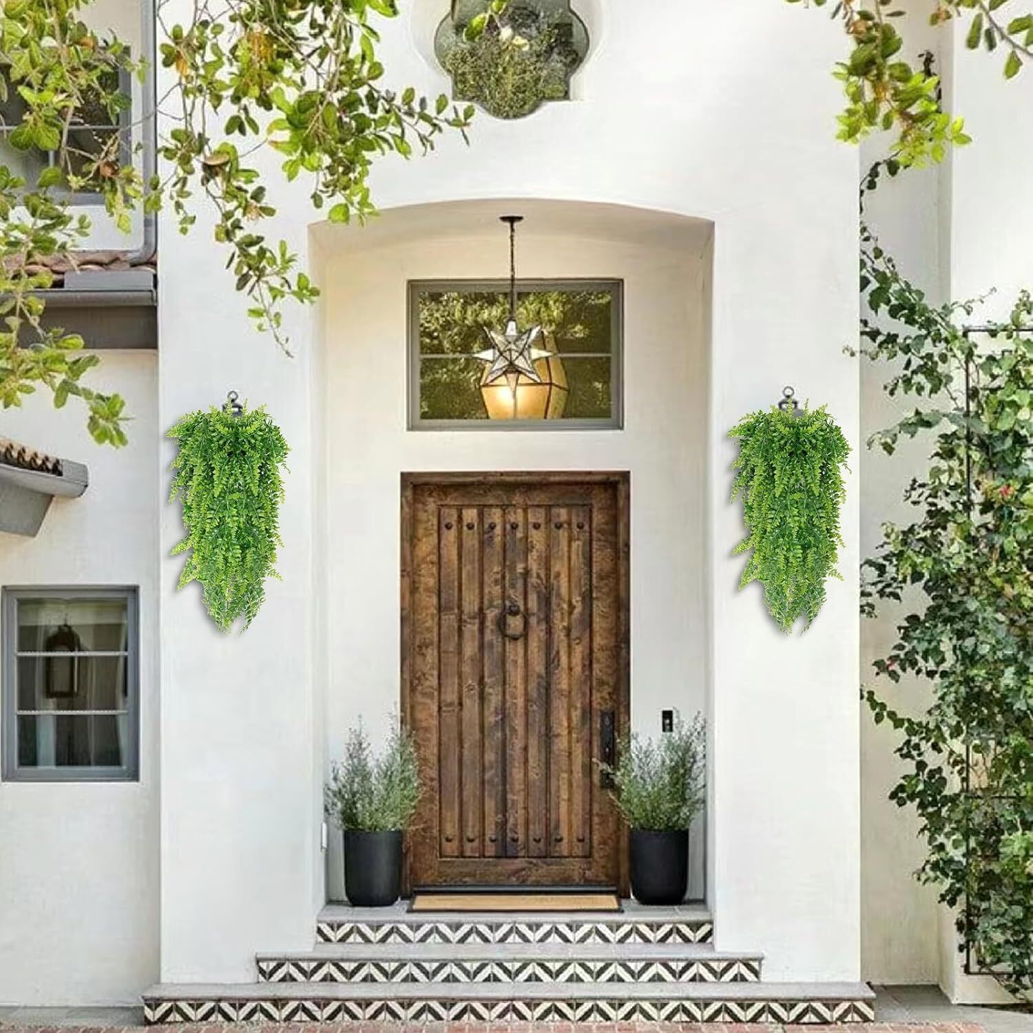 4Pcs Artificial Boston Fern Plant Fake Hanging Trailing Foliage Vine Home Decor