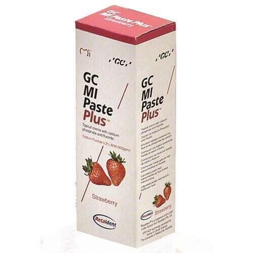 GC MI PASTE PLUS STRAWBERRY TOPICAL TOOTH CREAM WITH RECALDENT 1 TUBE OF 40 gm.