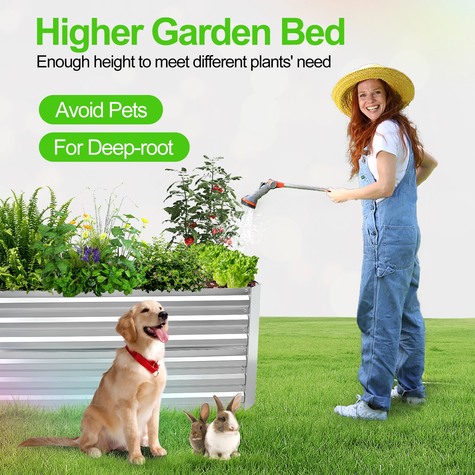 8x4x2ft Galvanized Raised Garden Bed kit Garden Planter Box Flower Vegetable