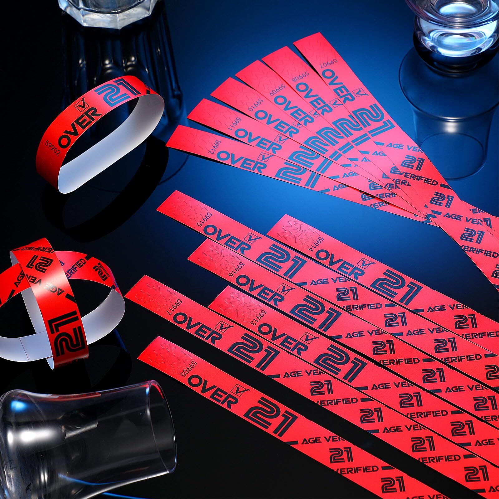 600 Pcs over 21 Wristbands for Events Red Waterproof Wrist Bands Paper Wrist