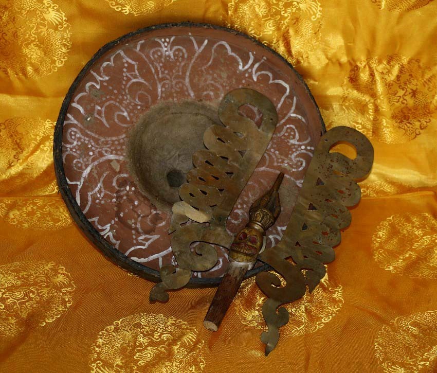 Real Rare Tibet 1800s Old Antique Buddhist Ritual Painted Lama Buddha Crown Hat