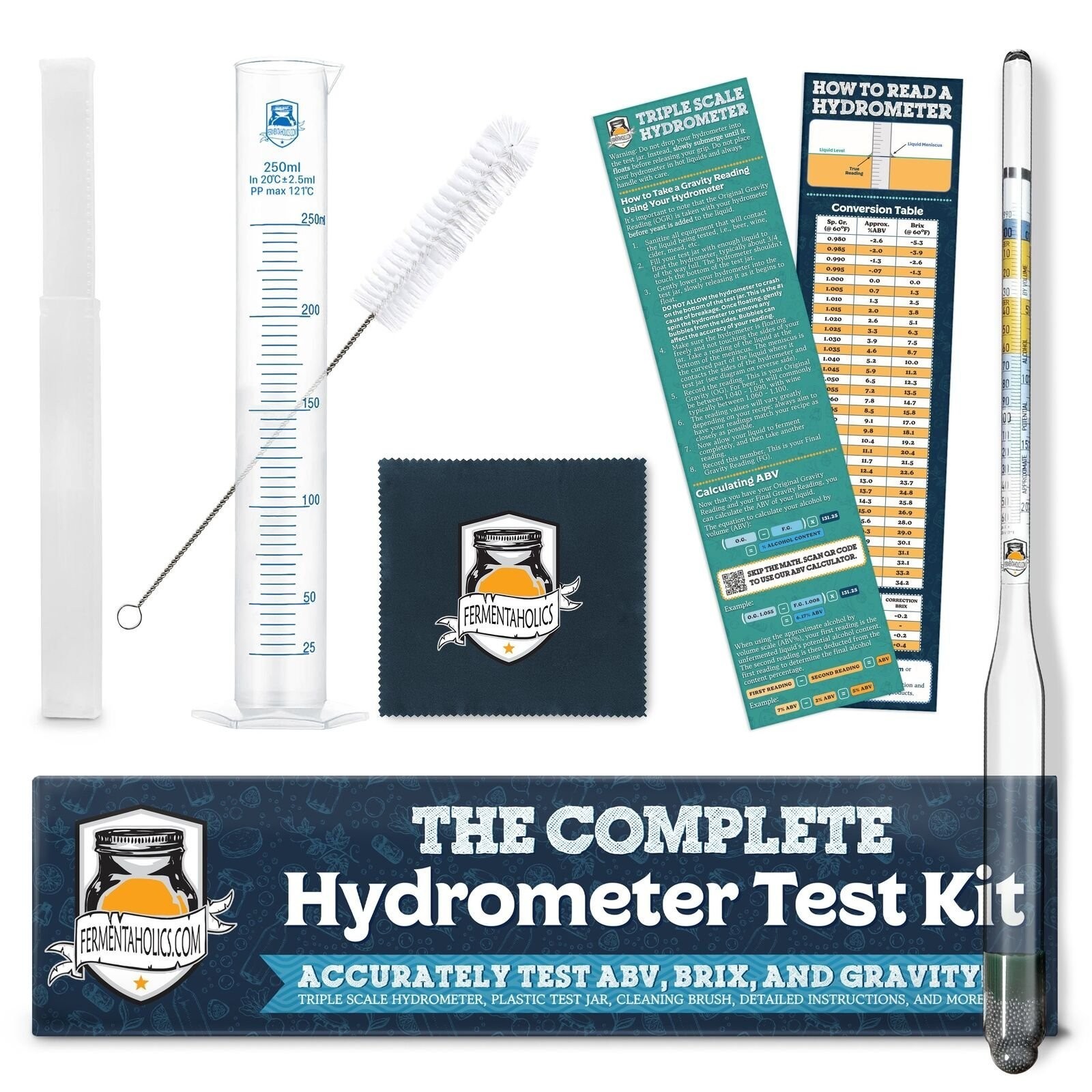 Fermentaholics Hydrometer Kit with Hydrometer, Plastic Test Jar Monitor ABV