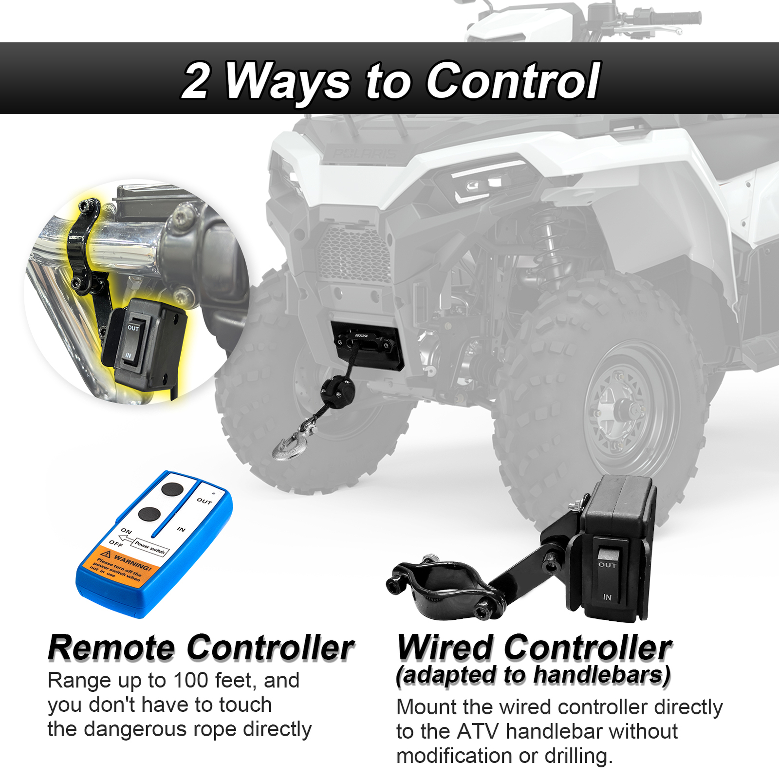 For Polaris Sportsman 570 Winch and Mount Plate Kit 2014-2025 3000 lbs ATV