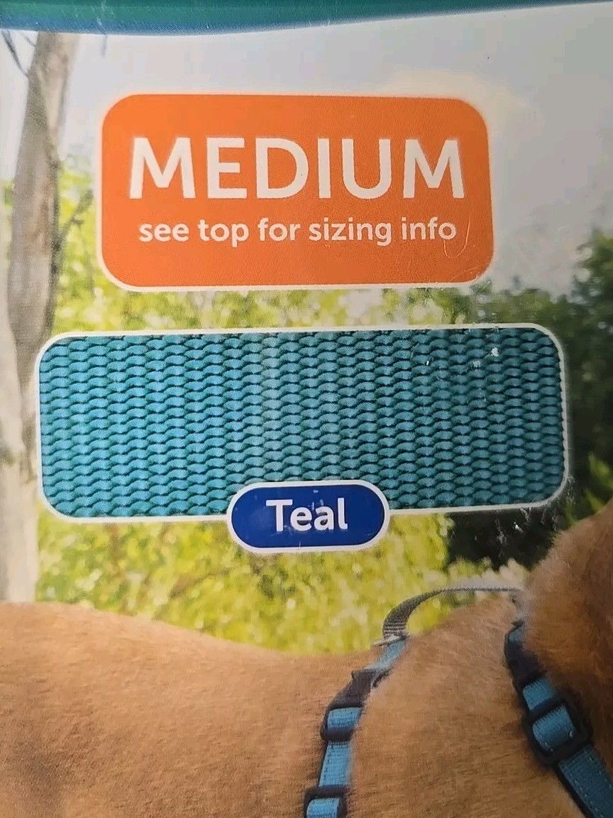 PetSafe 3 in 1 Dog Harness-MEDIUM-Teal-No Pull Design-Car Restraint-Reflective