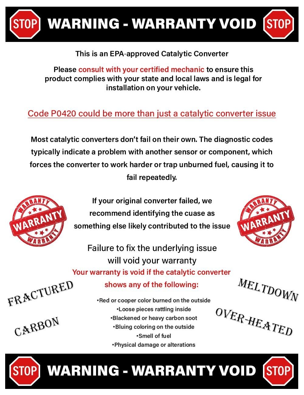 EPA-Approved Catalytic & Rear Muffler Exhaust Kit fits: 2014-2019 Outlander 2.4L