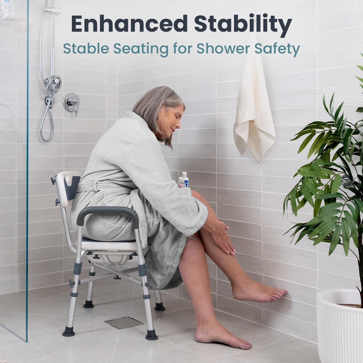 Shower Chair U-Shape Seat Heavy Duty Bath Chair with Back