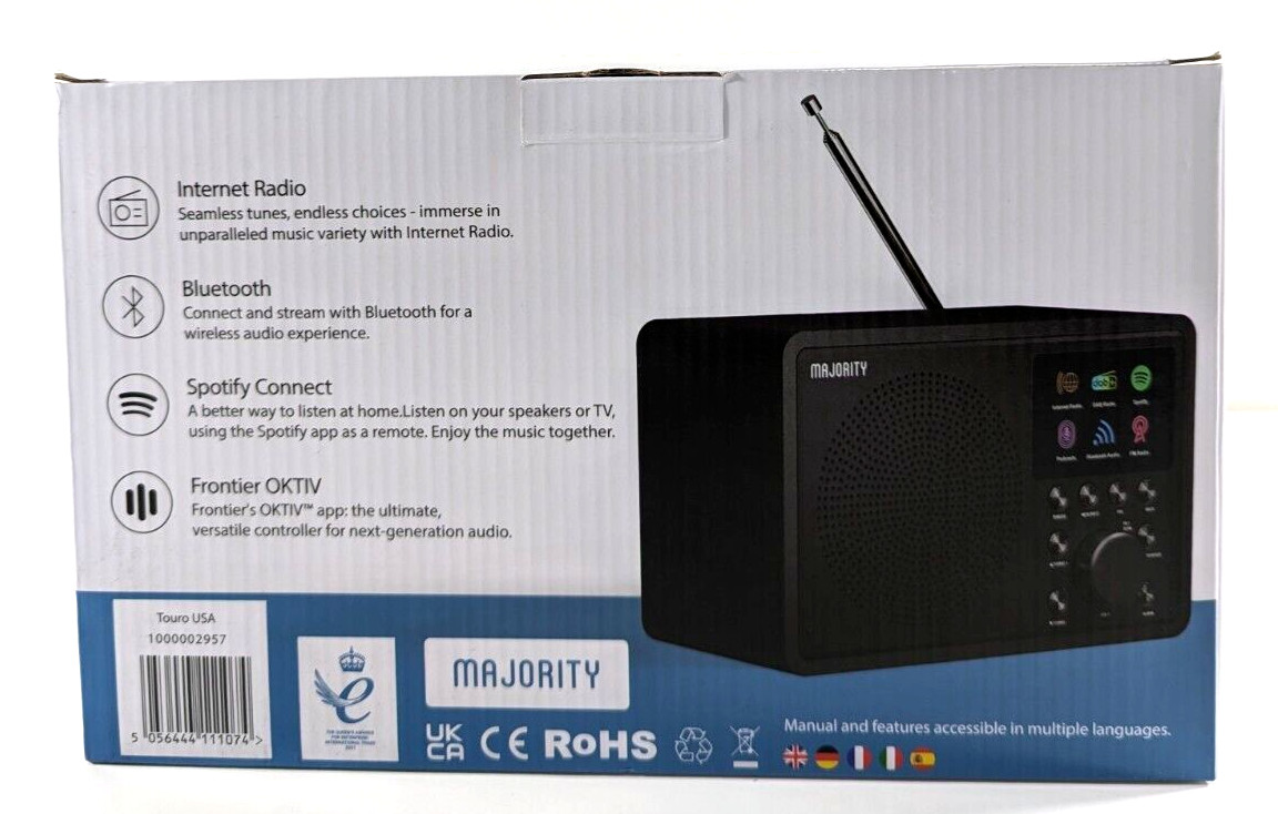 Majority Touro Internet Radio with WiFi and FM DSP Speaker Black