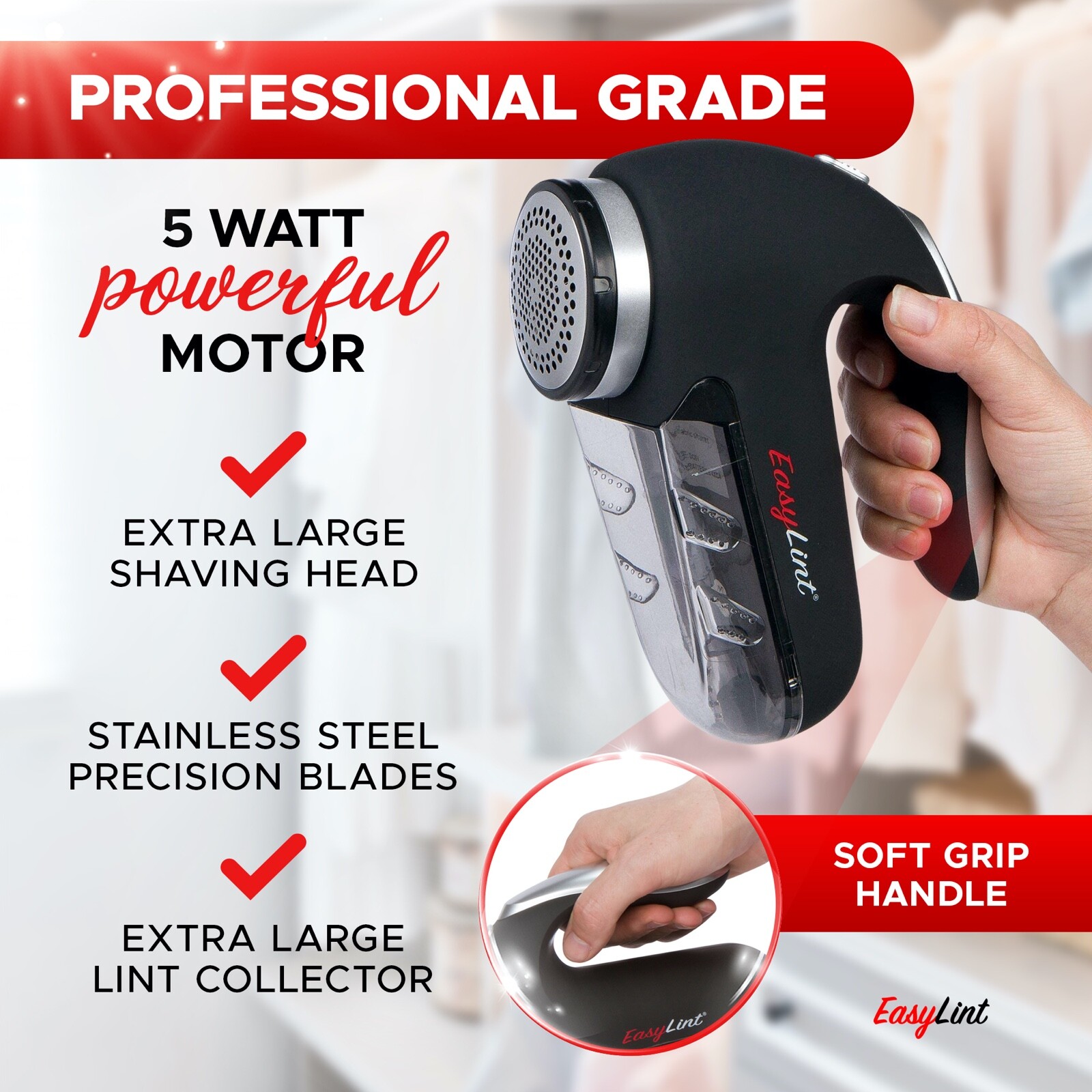 EasyLint Pro Lint Remover Fabric Shaver Fuzz Pill Bobble Defuzzer Sweater Shaver