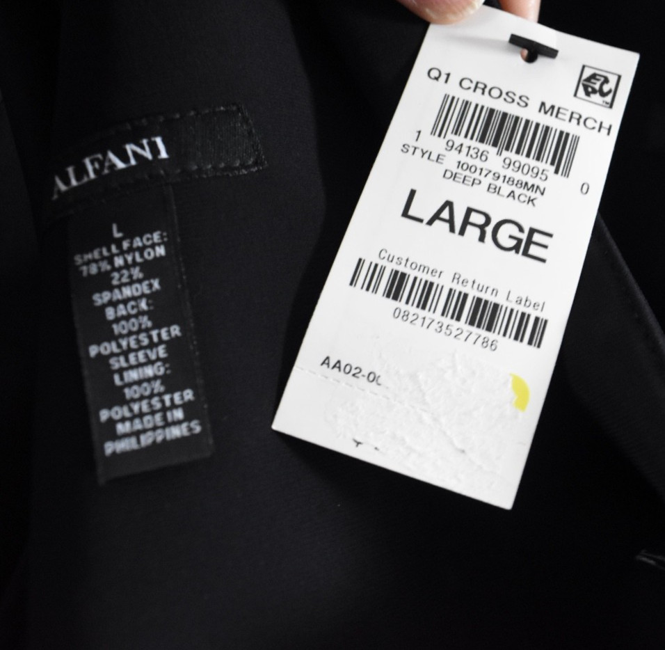 Alfani Men's Sports Coat Jacket Blazer New S M L XL XXL Black 2 Button Stretch