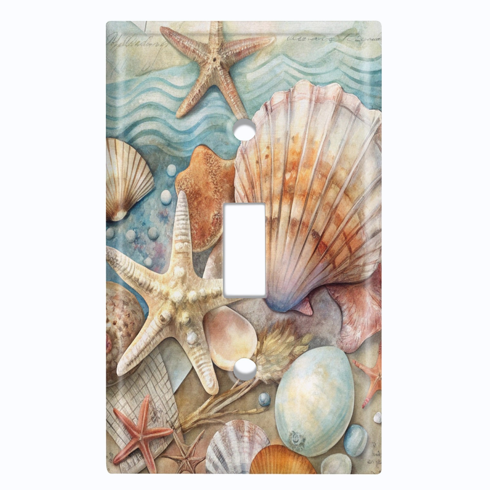 Metal Light Switch Outlet Cover Wall Plate Beach Ocean Seashells Decor OCN114