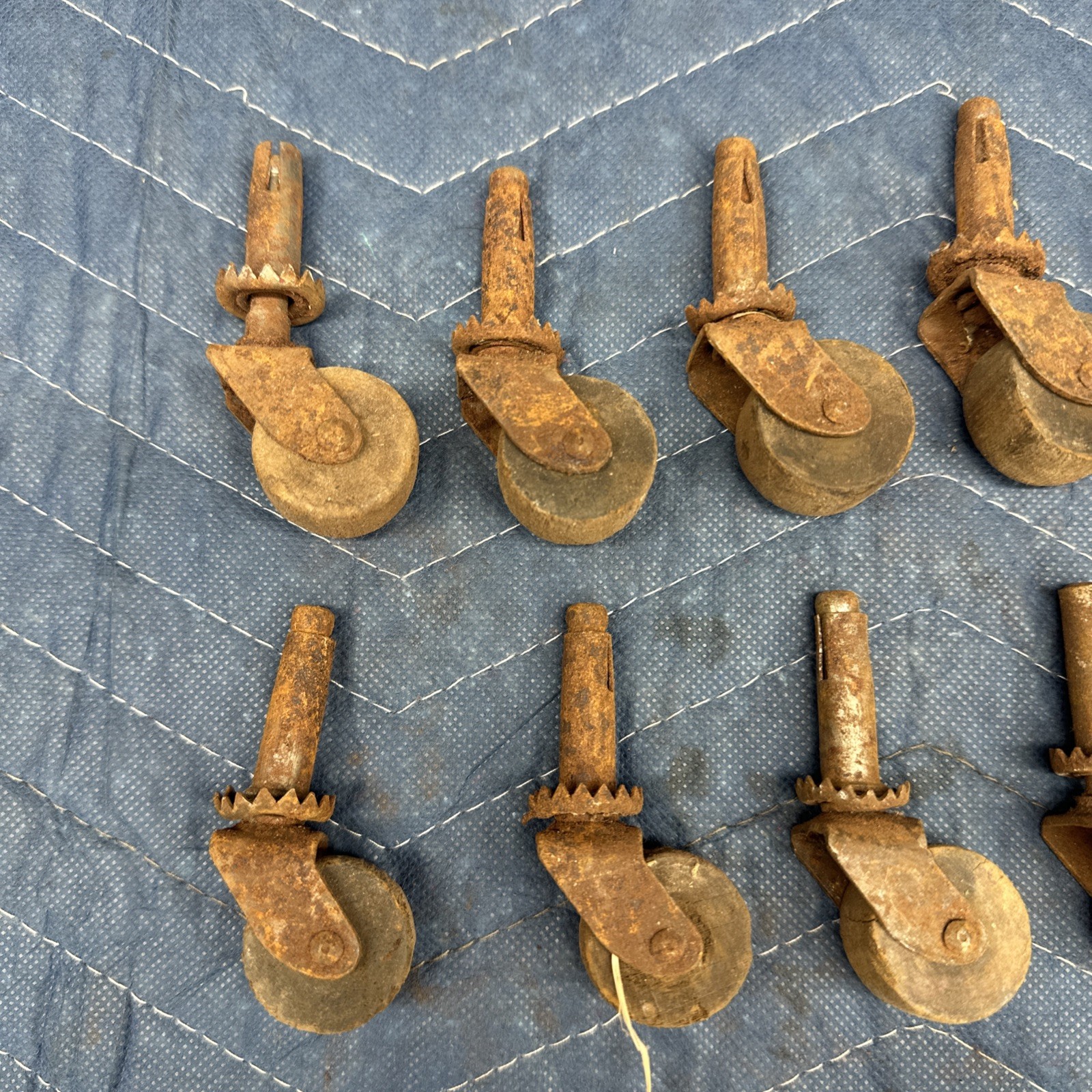 18 Pc Lot Vintage Wooden Caster Wheels - Antique Furniture Hardware