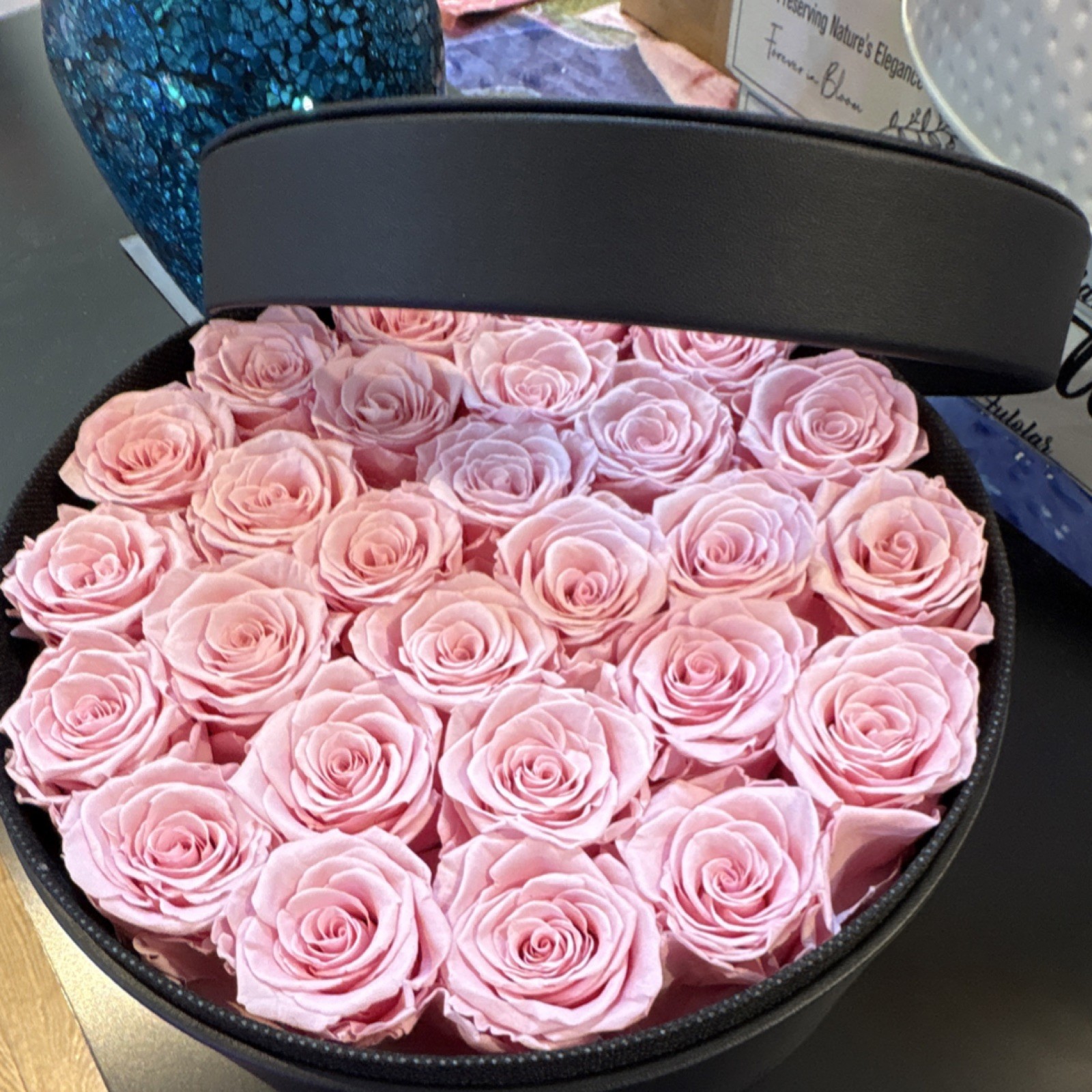 Pink Rose Flower Box Arrangement Fresh Romantic Centerpiece Live Plant