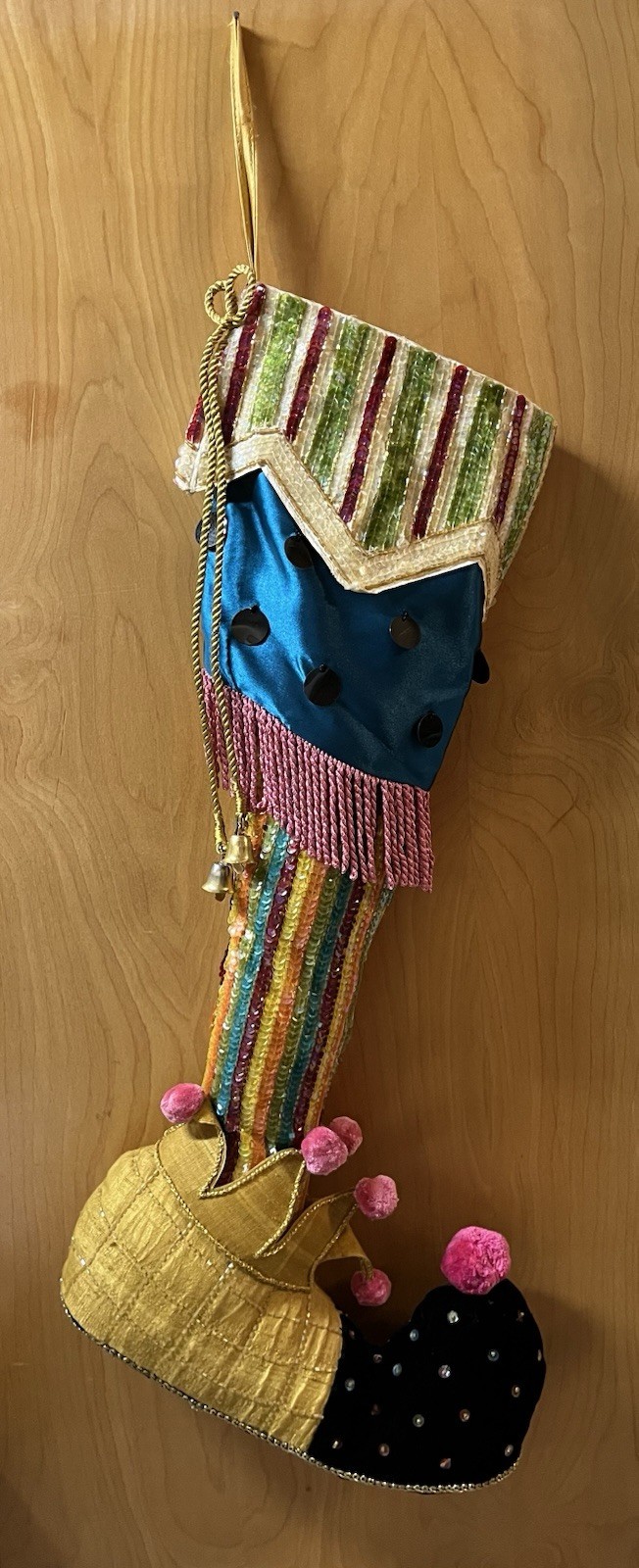 Katherine's Collection Fancy 28”Christmas Stocking Sequins,Beaded, Fringe, Bells