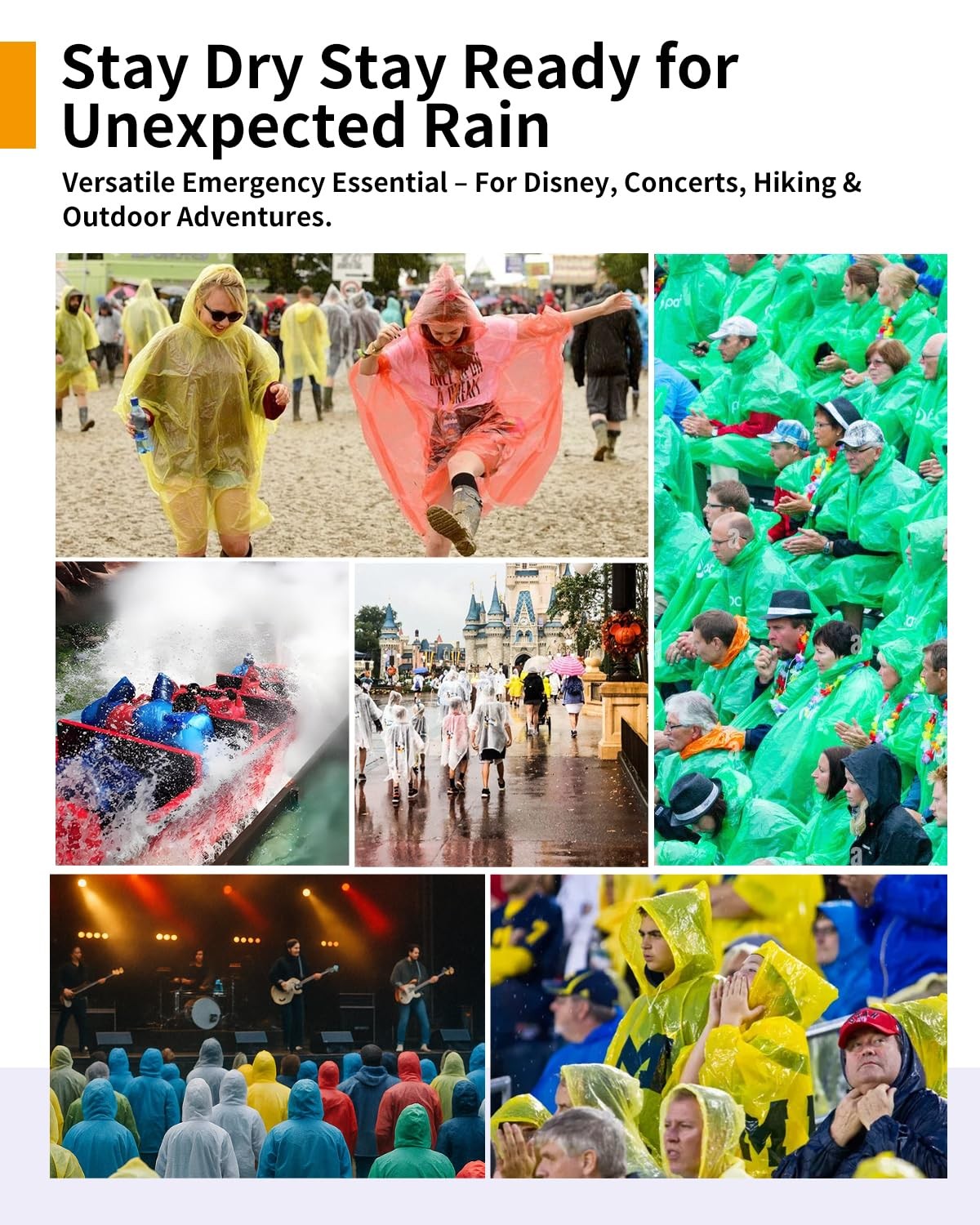 Disposable Rain Ponchos - Extra Long Waterproof Poncho with Hood for Adults, ...