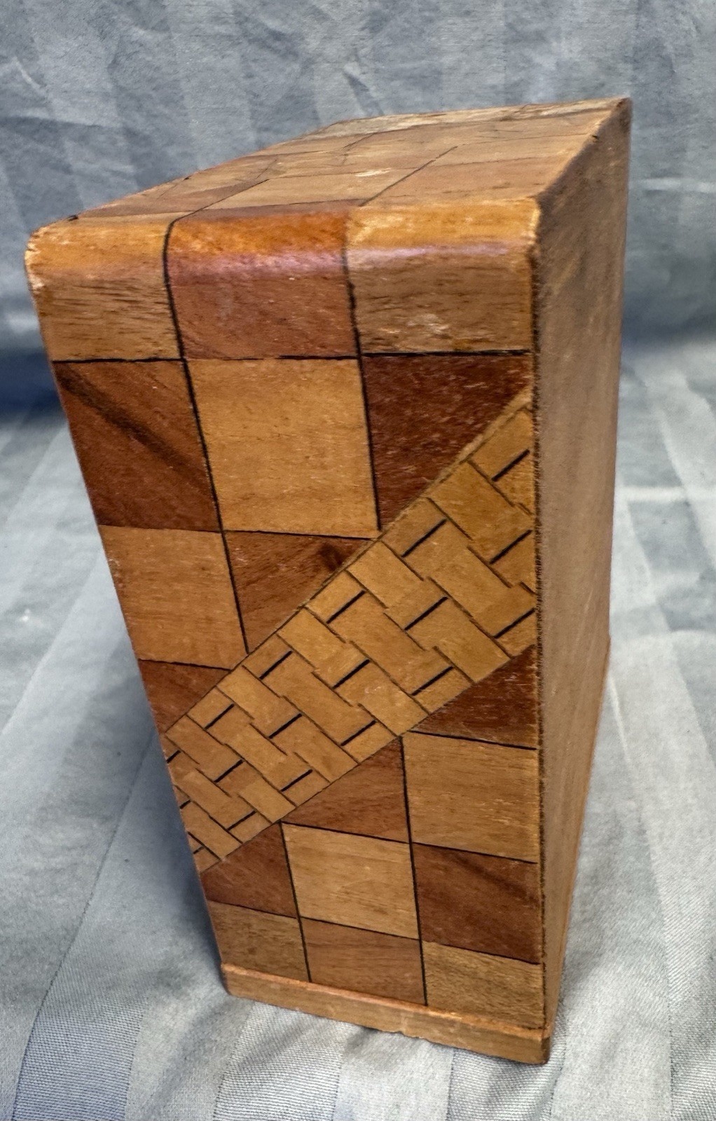 Japanese Vintage Wood Doll House Dresser Yosegi Marquetry Painted with Mirror