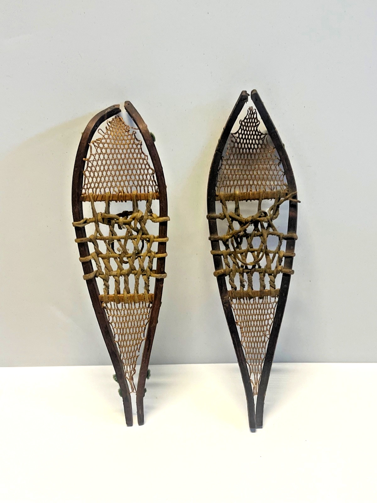 Antique Pair of Minature Native Athabaskan Weaved Snowshoes - DOLL SIZE; 1880's