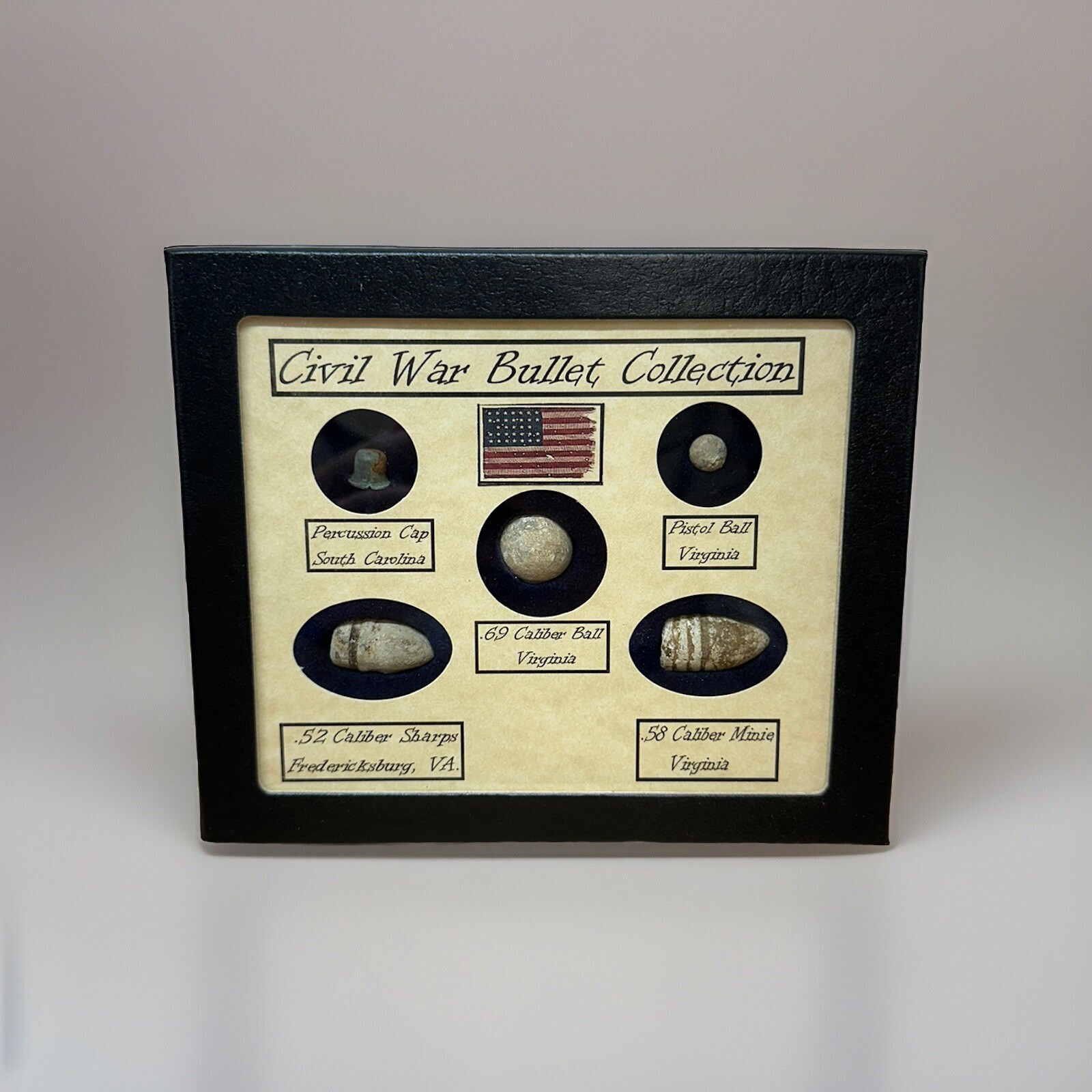 American Civil War Starter Collection Bullets in Display Case (5 Piece) with COA