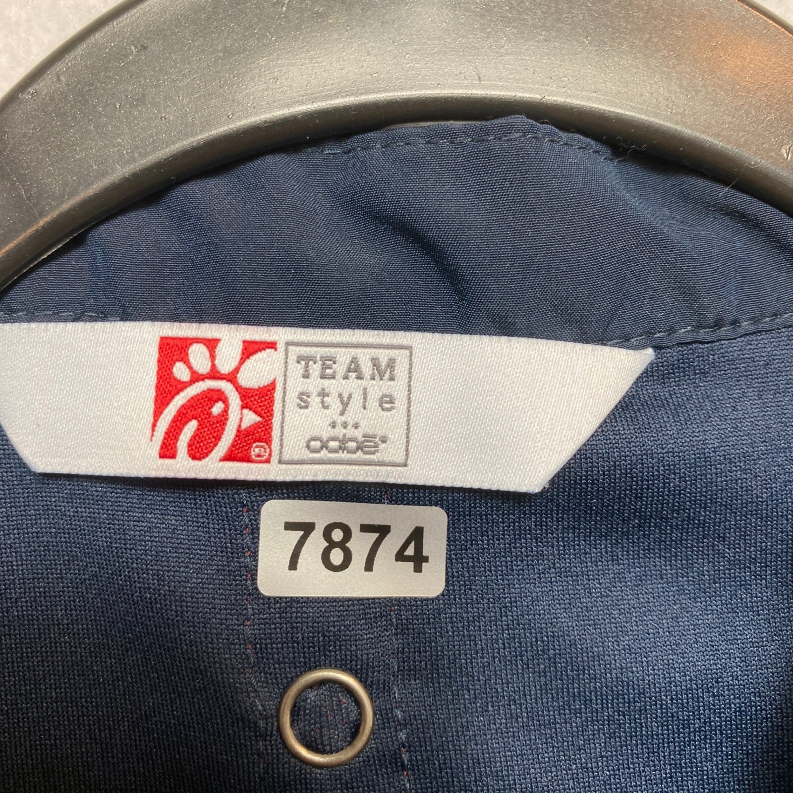 Chick fil A Chef Jacket Uniform Mens Size M Navy Blue Short Sleeve Team Style