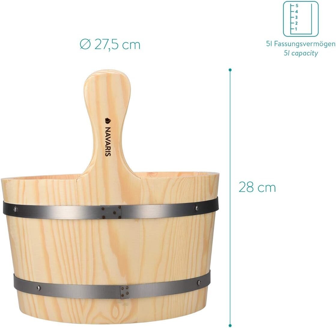 Luxury Sauna Accessory Set: Wooden Bucket, Ladle, and Sand Timer—1.3g Capacity